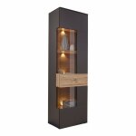 Meubletmoi - colonne vitrine 1 porte ouverture droite d�cor bois et gris - marbella