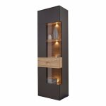 Colonne vitrine 1 porte ouverture gauche décor bois et gris - marbella Colonne vitrine 1 porte ouverture gauche décor bois et gris - marbella