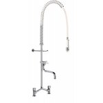 Combin� de pr�lavage 2 trous avec m�langeur et douchette arm� blanche - delabie - g6533