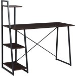 Svita ? bureau d'angle avec �tag�re aspect noyer ? dimensions 120 x 48 x 75 / 117 cm ? structure m�tallique ...