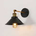 Comely applique murale r�tro design, noir et dor�, abat - jour conique, douille e27 (ampoule non incluse), ...