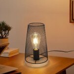 Lampe � poser avec cage en m�tal, lampe de table salon e27, lampe vintage en fer noir pour maison, restaurant, ...