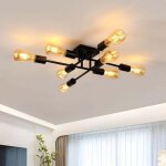 Comely lustre salon vintage, 8 lumires plafonnier industriel, noir suspension luminaire, e27 lustre ...