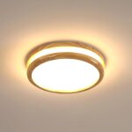 Comely plafonnier led rond en bois naturel, �30 cm, lumi�re chaude 3000k, pour salon, chambre, bureau, ...