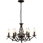 Comely suspension r�tro design � 6 bras, noire, douilles e14 (ampoules non incluses), pour salle � manger, ...