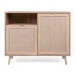Commode 101x40x87 cm chne clair avec deux portes et un compartiment - agrigento