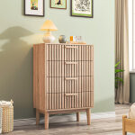 Commode 4 tiroirs, meuble de rangement, buffet salon avec dispositif anti - basculement, armoire de chambre, ...