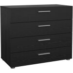 Commode - pepe - 4 tiroirs - noir frene - 80, 2 x 40, 25 x 68, 1 cm