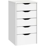 Commode 5 tiroirs eko blanche, meuble de rangement de bureau moderne, 71 x 40 x 43 cm