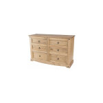 Commode 6 tiroirs 132x43x83 cm en pin massif - sergo