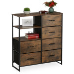 Commode, 6 tiroirs, 3 surfaces, livres et d�co, commode �tag�re industrie, hxlxp : 92 x 84 x 32 cm, brun ...