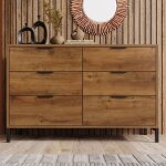 Commode � 6 tiroirs, pour chambre, salon, ch�ne fonc�