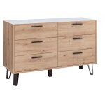 Meubletmoi - commode 6 tiroirs décor chêne clair pieds métal noir - milos Meubletmoi - commode 6 tiroirs décor chêne clair pieds métal noir - milos