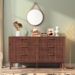 Commode 6 tiroirs, commode ind�pendante, buffet, naturel design, 100x34x73cm, anti - basculement, pour ...