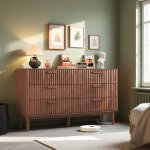 Commode 6 tiroirs, meuble de rangement, buffet salon avec dispositif anti - basculement, armoire de chambre, ...