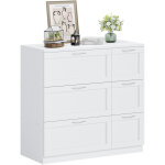 Commode 6 tiroirs meuble salon meuble entr�e moderne 88x40x80cm buffet bas poign�es en argent casiers ...