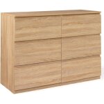 Idmarket - commode 6 tiroirs tomi 110 cm bois faon htre
