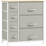 Commode � 7 tiroirs, tiroirs en tissu offrant un grand espace de rangement, structure en m�tal, pieds ...