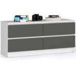Akord - commode k120 blanche 120 cm 4 tiroirs façade gris graphite 120x40x55 cm Akord - commode k120 blanche 120 cm 4 tiroirs façade gris graphite 120x40x55 cm