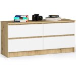 Akord - commode k120 chne artisan 120 cm 4 tiroirs faade blanche 120x40x55 cm