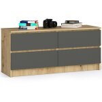 Akord - commode k120 chne artisan 120 cm 4 tiroirs faade gris graphite 120x40x55 cm