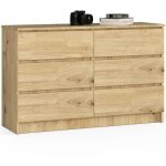 Commode akord k120 chêne artisan 120 cm 6 tiroirs façade chêne artisan 120x40x77 cm Commode akord k120 chêne artisan 120 cm 6 tiroirs façade chêne artisan 120x40x77 cm