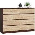 Akord - commode k140 wengé 138 cm 8 tiroirs façade chêne sonoma 138x40x99 cm Akord - commode k140 wengé 138 cm 8 tiroirs façade chêne sonoma 138x40x99 cm