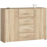 Akord - commode k45 ch�ne sonoma 110 cm 2 portes 4 tiroirs fa�ade ch�ne sonoma 4 �tag�res 110x35x80 cm ...