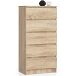 Akord - commode k60 ch�ne sonoma 60 cm 5 tiroirs fa�ade ch�ne sonoma 60x40x121 cm