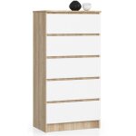 Akord - commode k60 chne sonoma 60 cm 5 tiroirs faade blanche 60x40x121 cm