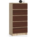 Akord - commode k60 ch�ne sonoma 60 cm 5 tiroirs fa�ade weng� 60x40x121 cm