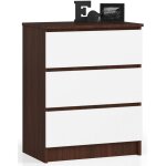 Akord - commode k60 wengé 60 cm 3 tiroirs façade blanche 60x40x77 cm Akord - commode k60 wengé 60 cm 3 tiroirs façade blanche 60x40x77 cm