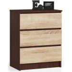 Akord - commode k60 wengé 60 cm 3 tiroirs façade chêne sonoma 60x40x77 cm Akord - commode k60 wengé 60 cm 3 tiroirs façade chêne sonoma 60x40x77 cm