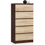 Akord - commode k60 weng� 60 cm 5 tiroirs fa�ade ch�ne sonoma 60x40x121 cm