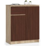 Commode akord k80 chêne sonoma 80 cm 2 portes 1 tiroir façade wengé 4 étagères 80x40x99 cm Commode akord k80 chêne sonoma 80 cm 2 portes 1 tiroir façade wengé 4 étagères 80x40x99 cm