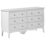 Commode blanche avec 6 tiroirs spacieux meuble de rangement pratique pour chambre ou salon au style vintage ...