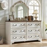 Commode bois style farmhouse 54  large avec 6 tiroirs, commode rustique � texture naturelle & design ...