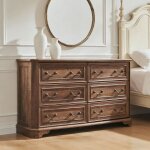Commode bois style farmhouse 54  large avec 6 tiroirs, commode rustique � texture naturelle & design ...