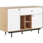 Commode buffet effet bois clair avec 2 compartiments  portes et 1 tiroir blancs meuble de rangement ...