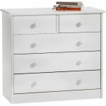 Idimex - commode en pin rondo, 2 + 3 tiroirs, lasur blanc et rose