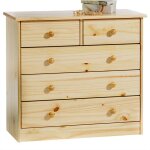 Idimex - commode en pin rondo, 2 + 3 tiroirs, vernis naturel