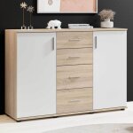 Commode debby 2 portes et 4 tiroirs - blanc / ch�ne sonoma
