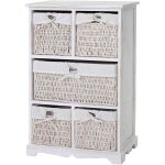 Hhg - commode dundee, armoire  tiroirs, style shabby, vintage 90x60x30cm, blanc