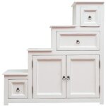 Biscottini - commode escalier avec tiroirs rustique style bois massif de tilleul finition blanche antique ... Biscottini - commode escalier avec tiroirs rustique style bois massif de tilleul finition blanche antique ...