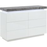 Vente - unique - commode halo ii - 6 tiroirs - mdf laqu - avec leds - coloris : blanc et bton