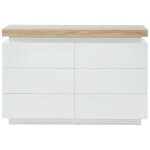 Vente - unique - commode halo ii - 6 tiroirs - mdf laqu - avec leds - coloris : blanc et chne