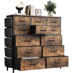 Commode haute pour chambre, commode � 12 tiroirs en tissu, cadre en acier, style industriel, meuble de ...