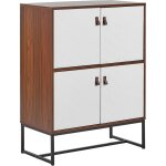 Commode haute effet bois fonc avec 2 compartiments  portes meuble de rangement lgant pour chambre ...