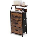 Commode industriel, console a 3 tiroirs structure en metal avec 2 etageres ouvertes pour vetements, livres ...