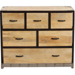 Commode industrielle en bois manguier massif et m�tal noir 6 tiroirs l99 cm industria
